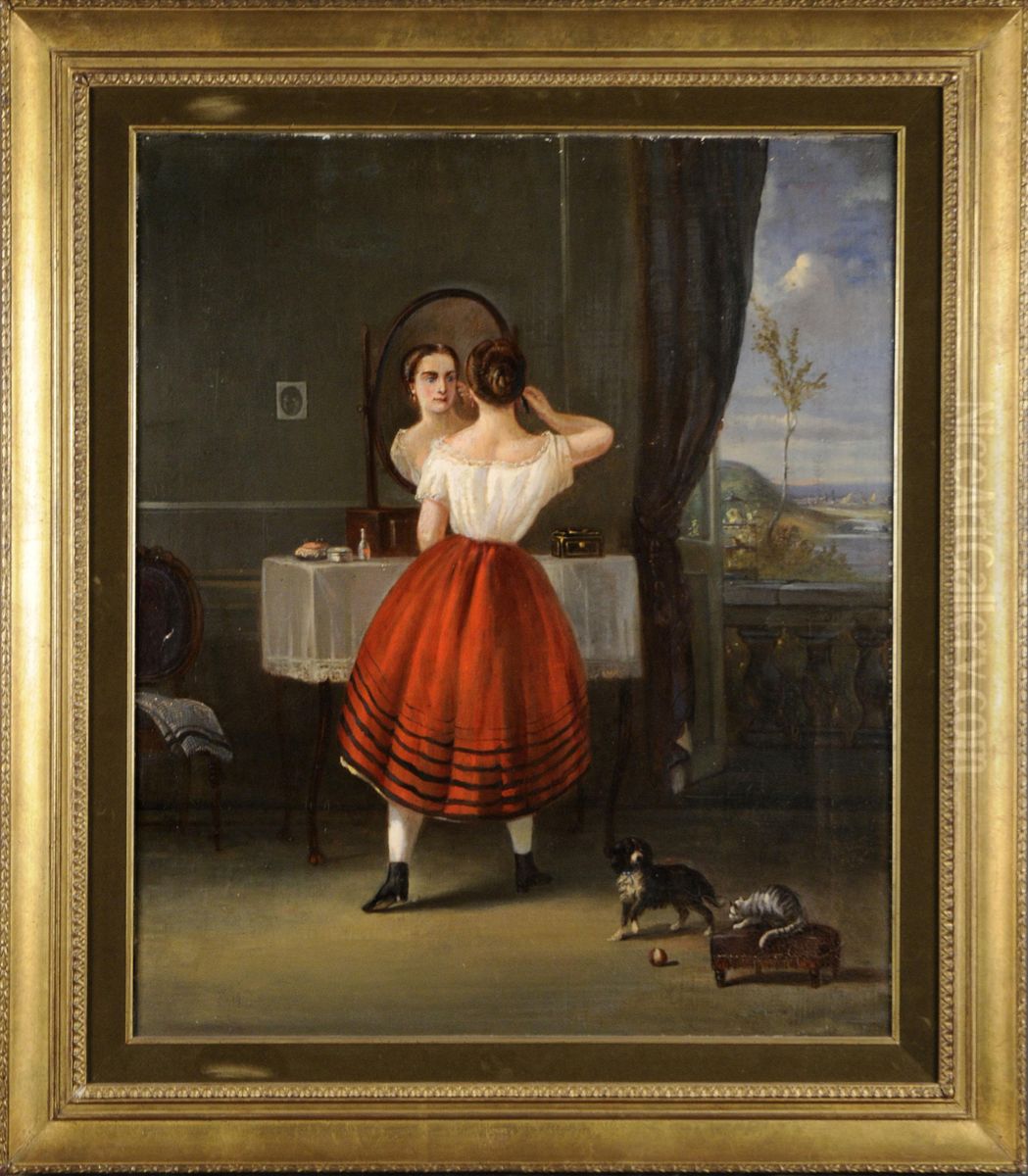 Femme Se Mirant Oil Painting by Francois Duyck