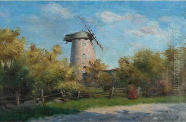 The Windmill At Lachine Oil Painting by Edmond Dyonnet