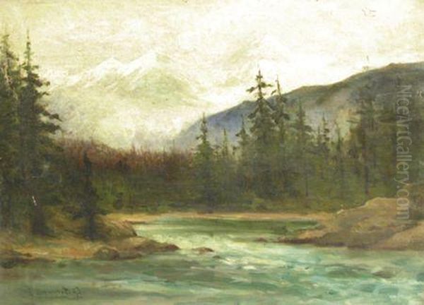 Otter Tail Mountains, British Columbia. Oil Painting by Edmond Dyonnet