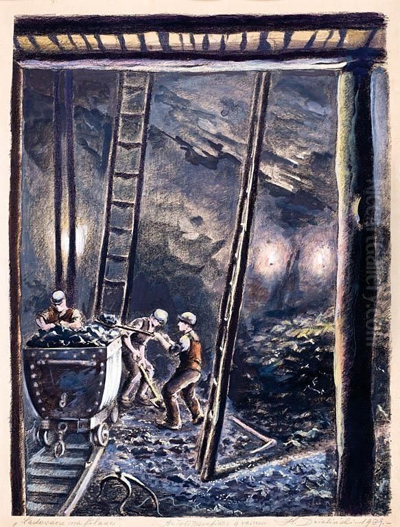 Ladowanie Na Filarze Oil Painting by Kazimierz Dzielinski