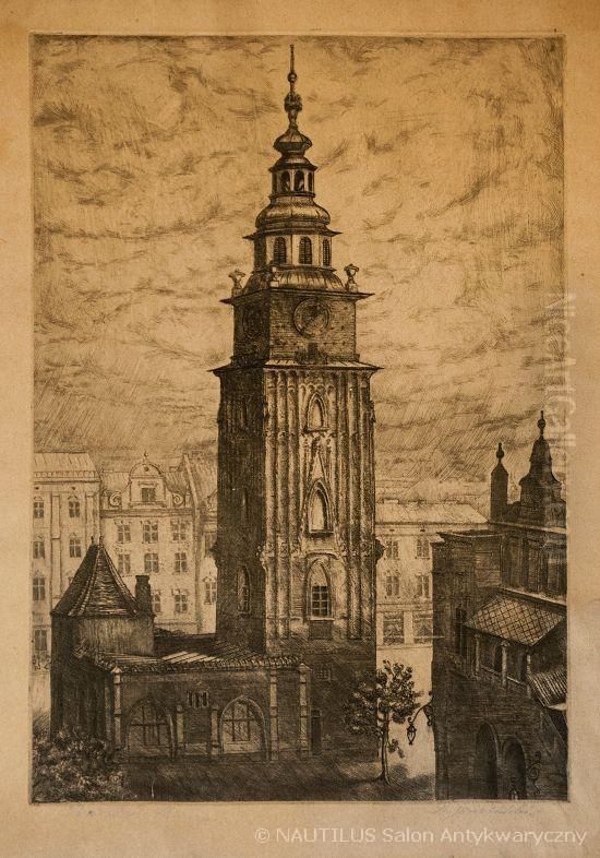Ratusz W Krakowie Oil Painting by Kazimierz Dzielinski