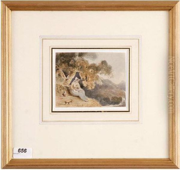 Woman Sitting Beneath A Tree Oil Painting by The Rev. John Eagles