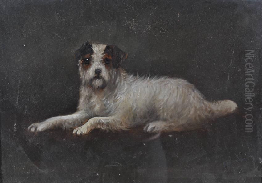Portraits Of Aterrier And A Collie Oil Painting by Thomas William Earl