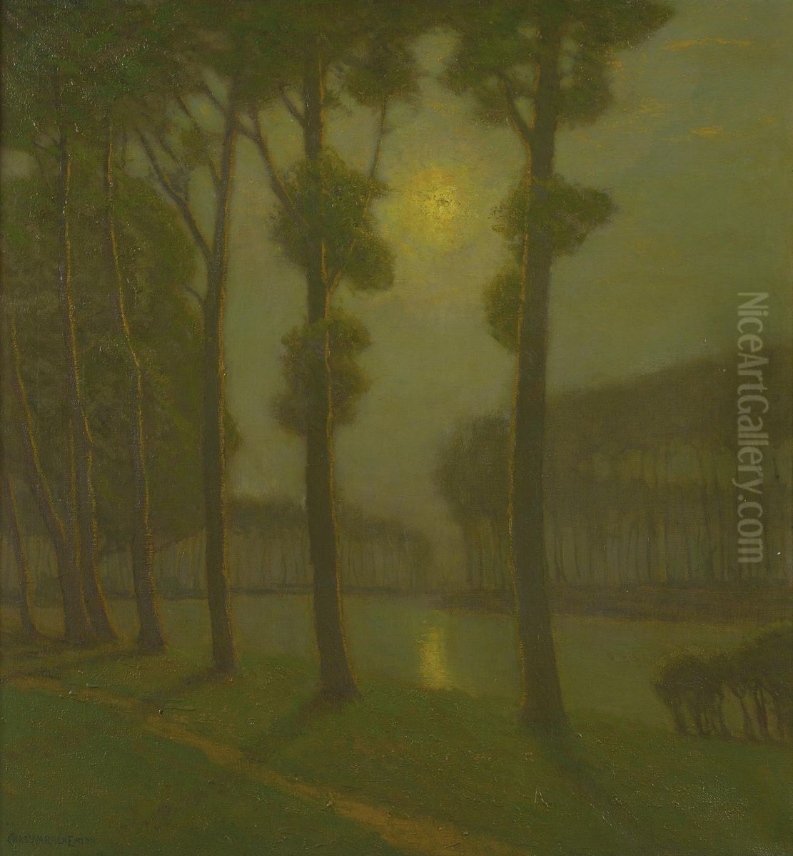 Morning On The Bruges Canal Oil Painting by Charles Warren Eaton