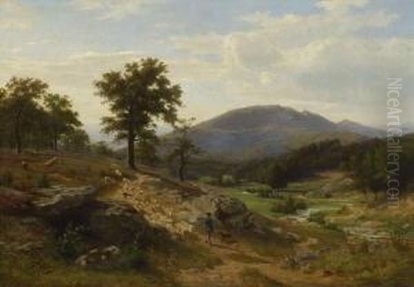 Sommerliche Mittelgebirgslandschaft. Oil Painting by Fritz Carl Werner Ebel