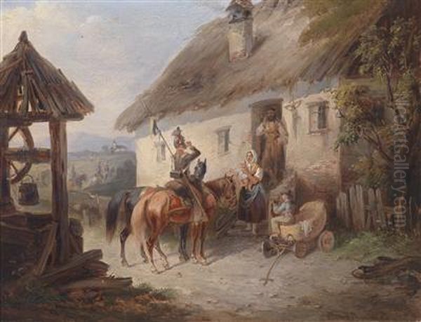 A Farmhouse Oil Painting by Karl Martin Ebersberg