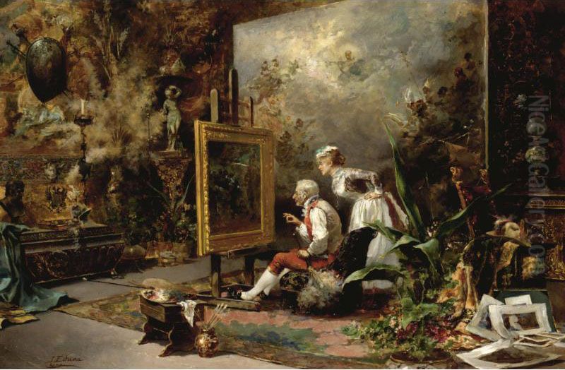 El Estudio Del Artista (the Artist's Studio) Oil Painting by Jose Echena