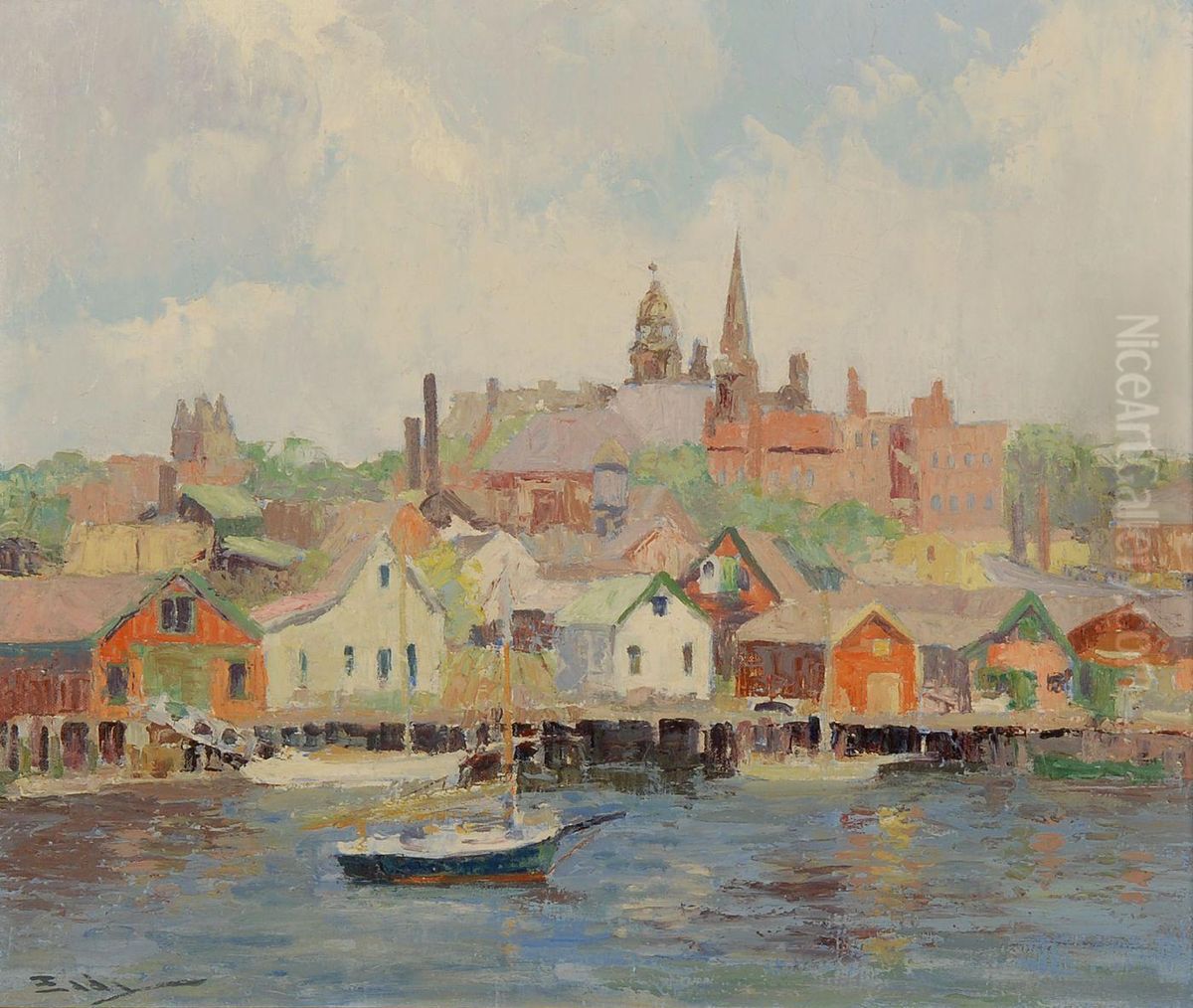 Gloucester Harbor Oil Painting by Henry Stephens Eddy