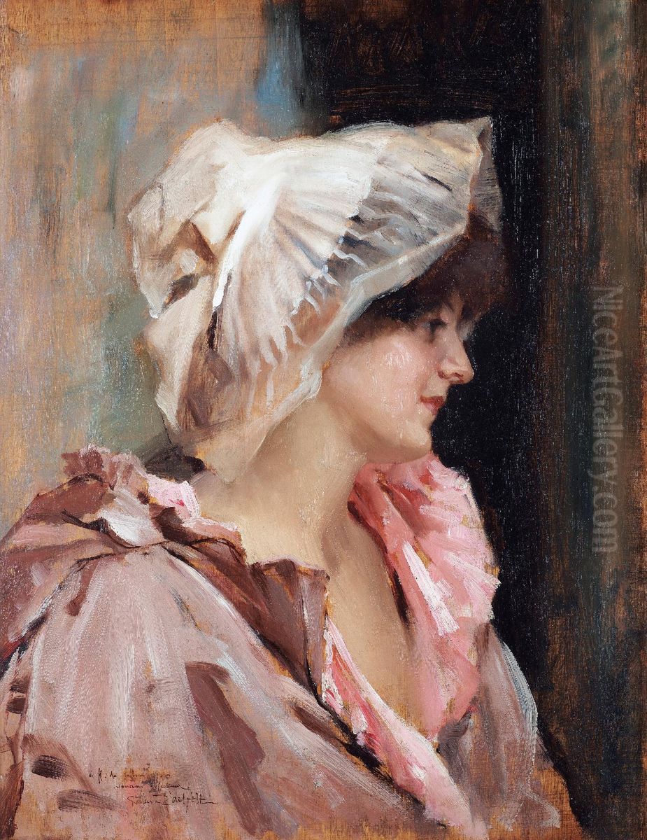 Parisian Lady In Peignoir Oil Painting by Albert Edelfelt