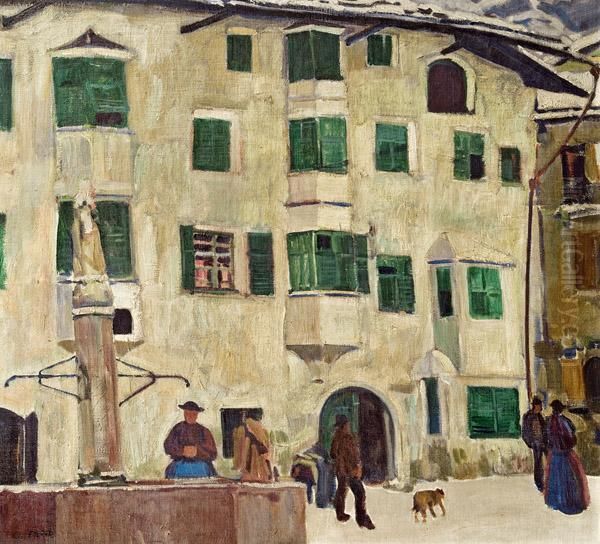 Hauser In Rattenberg Mit Notburgabrunnen Oil Painting by Carl Ederer