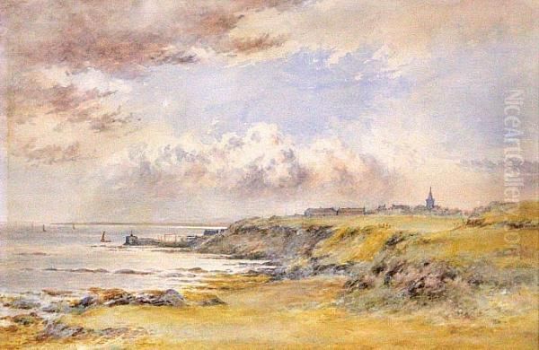 A Coastal Village Oil Painting by Samuel Edmonston