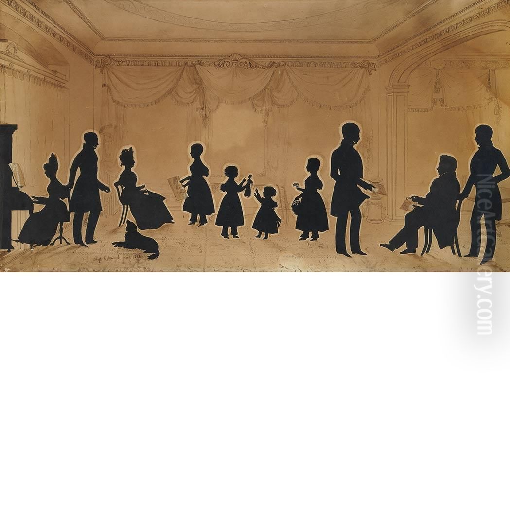 Drawing Room Scene Oil Painting by Augustin Amant Constant Fidele Edouart