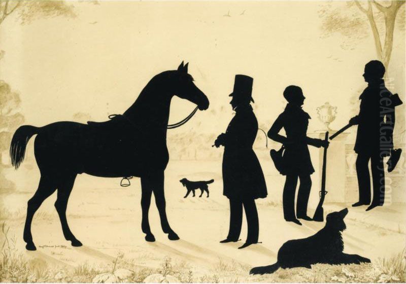 A Shooting Party Oil Painting by Augustin Amant Constant Fidele Edouart