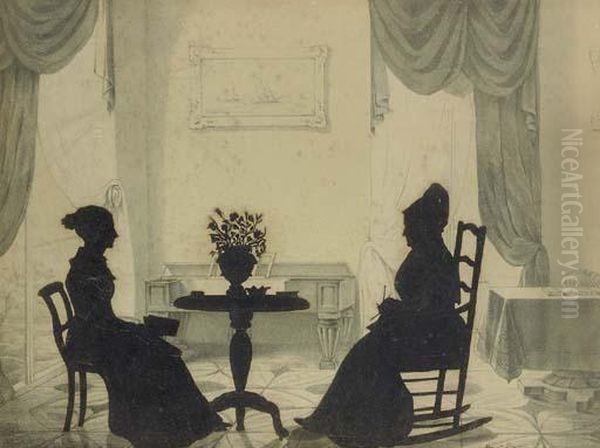 Shilouette Portrait Of Sarah Wistar Pennock Oil Painting by Augustin Amant Constant Fidele Edouart