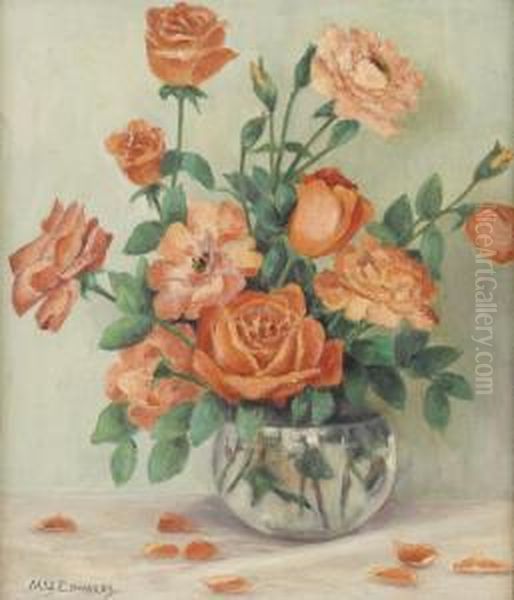 Untitled Roses Oil Painting by Mary Edwards