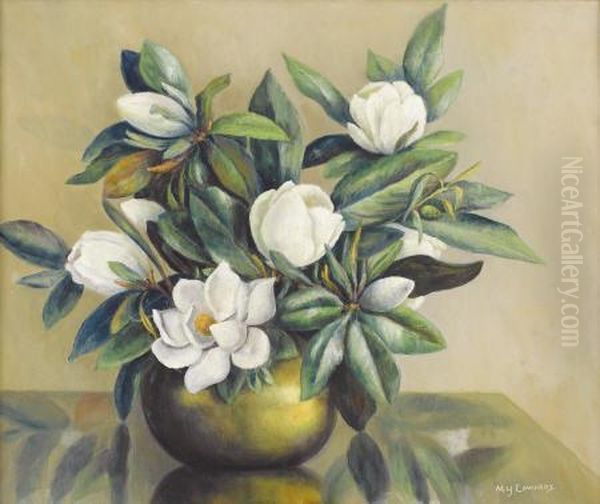 Still Life With Magnolia Blossoms Oil Painting by Mary Edwards