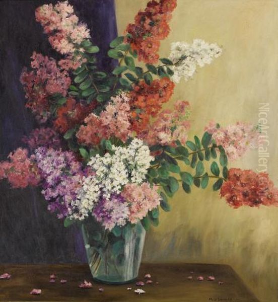 Still Life With Crepe Myrtle Oil Painting by Mary Edwards
