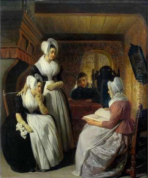 :la Lecture Oil Painting by Jacobus Josephus Eeckhout