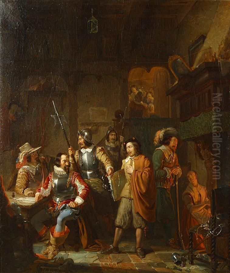 Soldats Au Repos Oil Painting by Johannes Hinderikus Egenberger