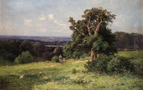 Ancient Oak Upon The Hill Oil Painting by Sergei Semenovich Egornov