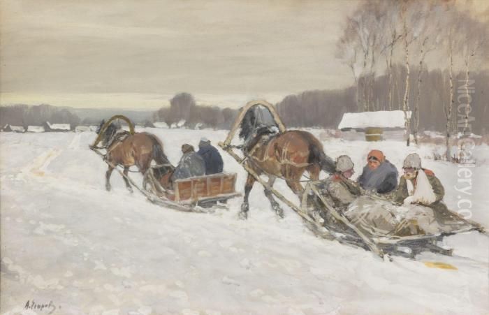 Returning Home Oil Painting by Andrei Afanas Evich Egorov