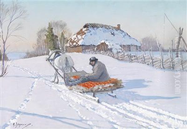 Returning Home With The Sledge Oil Painting by Andrei Afanas Evich Egorov