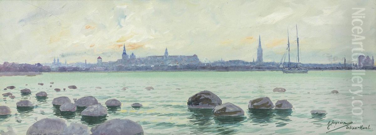 View Of Tallinn Oil Painting by Andrei Afanas Evich Egorov