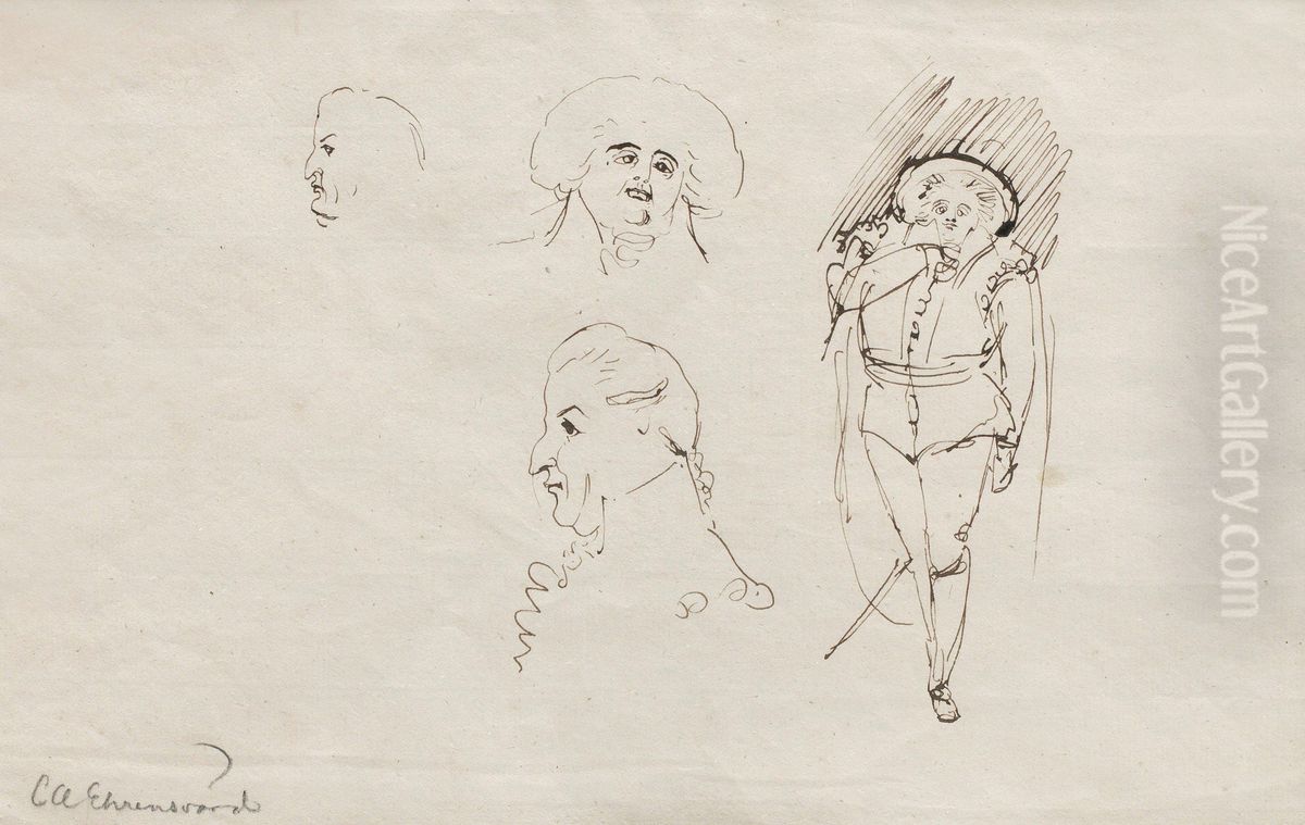 Mansfigur I Svenska Drakten Oil Painting by Carl August Ehrensvard