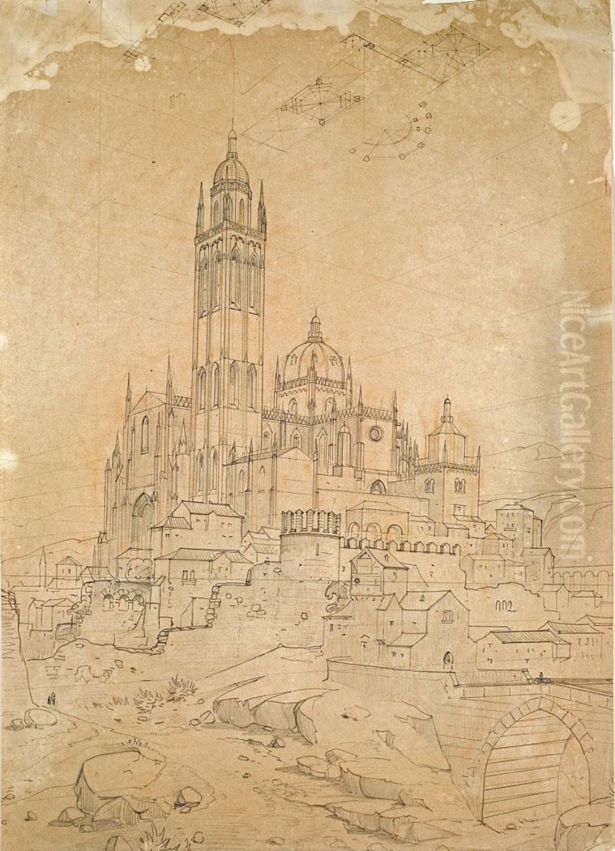 Segovia Oil Painting by Friedrich Eibner