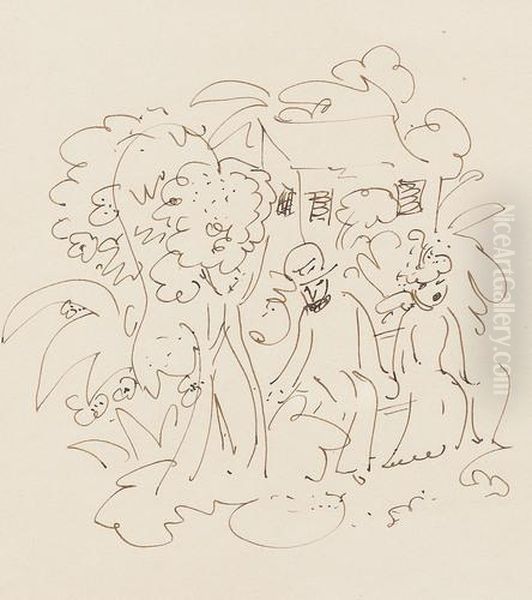 Parchen Auf Einer Bank Oil Painting by Georges Einbeck