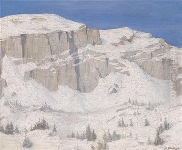 Schneebedecktes Bergmassiv Oil Painting by Andreas Einberger