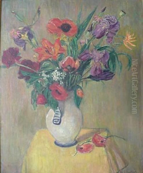 Floral Still-life Oil Painting by Eduard (david) Einschlag