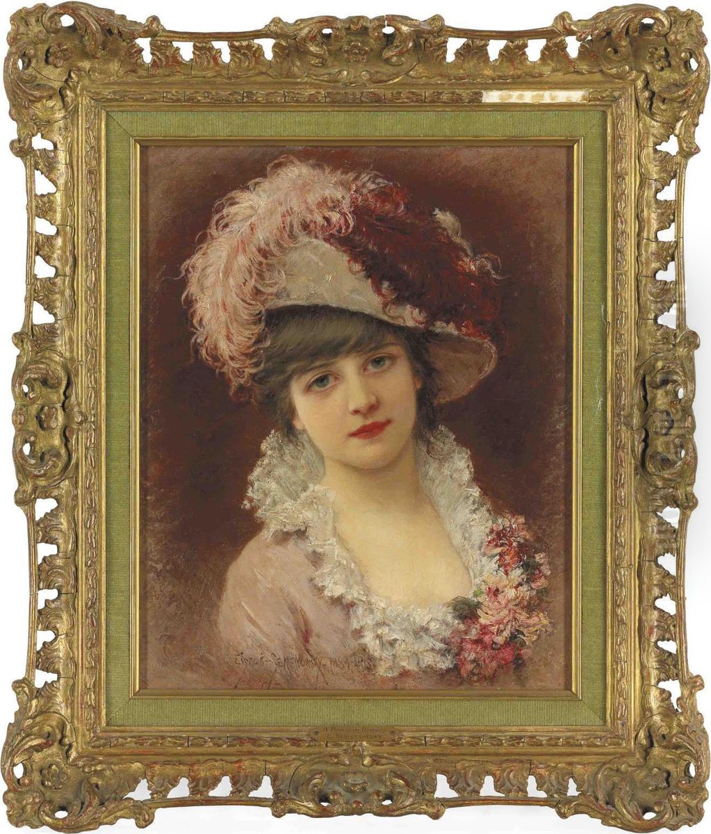 A Parisian Beauty Oil Painting by Eisman Semenowsky