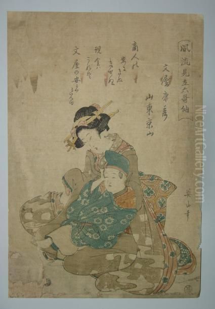 Serie Des Six Poetes Immortels Oil Painting by Kikukawa Eizan