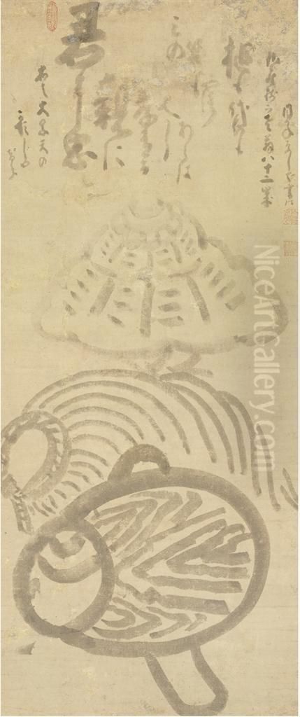 Hammer, Straw Coat And Bamboo Hat Oil Painting by Hakuin Ekaku