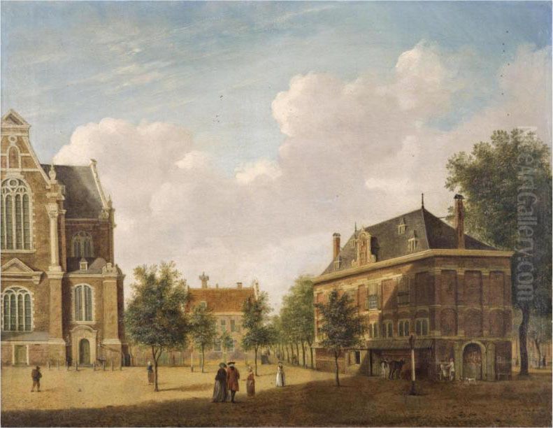 The Westerhal Near The Westerkerk In Amsterdam Oil Painting by Jan ten Compe