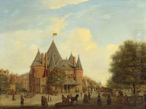 View Of Amsterdam. Oil Painting by Jan ten Compe