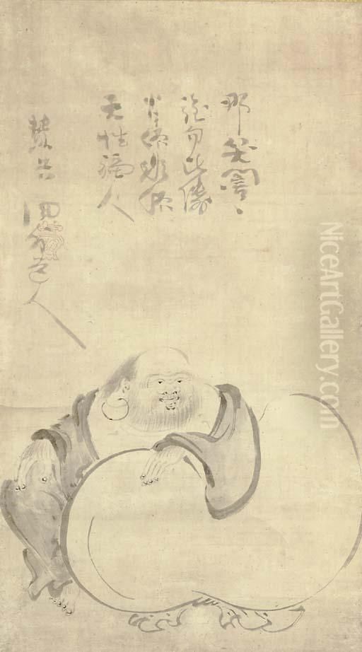 Hotei Oil Painting by Fugai Ekun