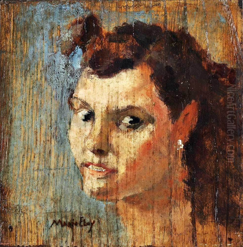 Retrato De Menina Oil Painting by Mario Eloy