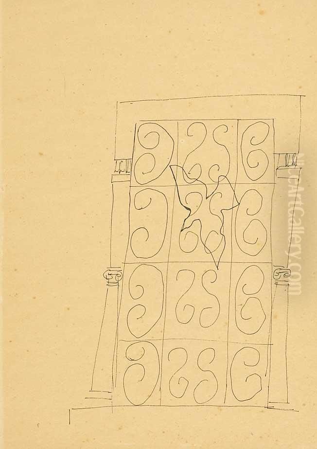 Sem Titulo - Pomba Esvoacando Sobre Grade Oil Painting by Mario Eloy