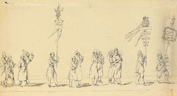 Festzug Berliner Kunstler Oil Painting by Ludwig Elsholtz