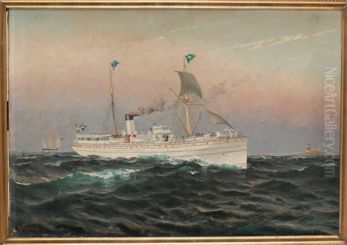 S/s Nordstjernan Oil Painting by Anund Emanuel