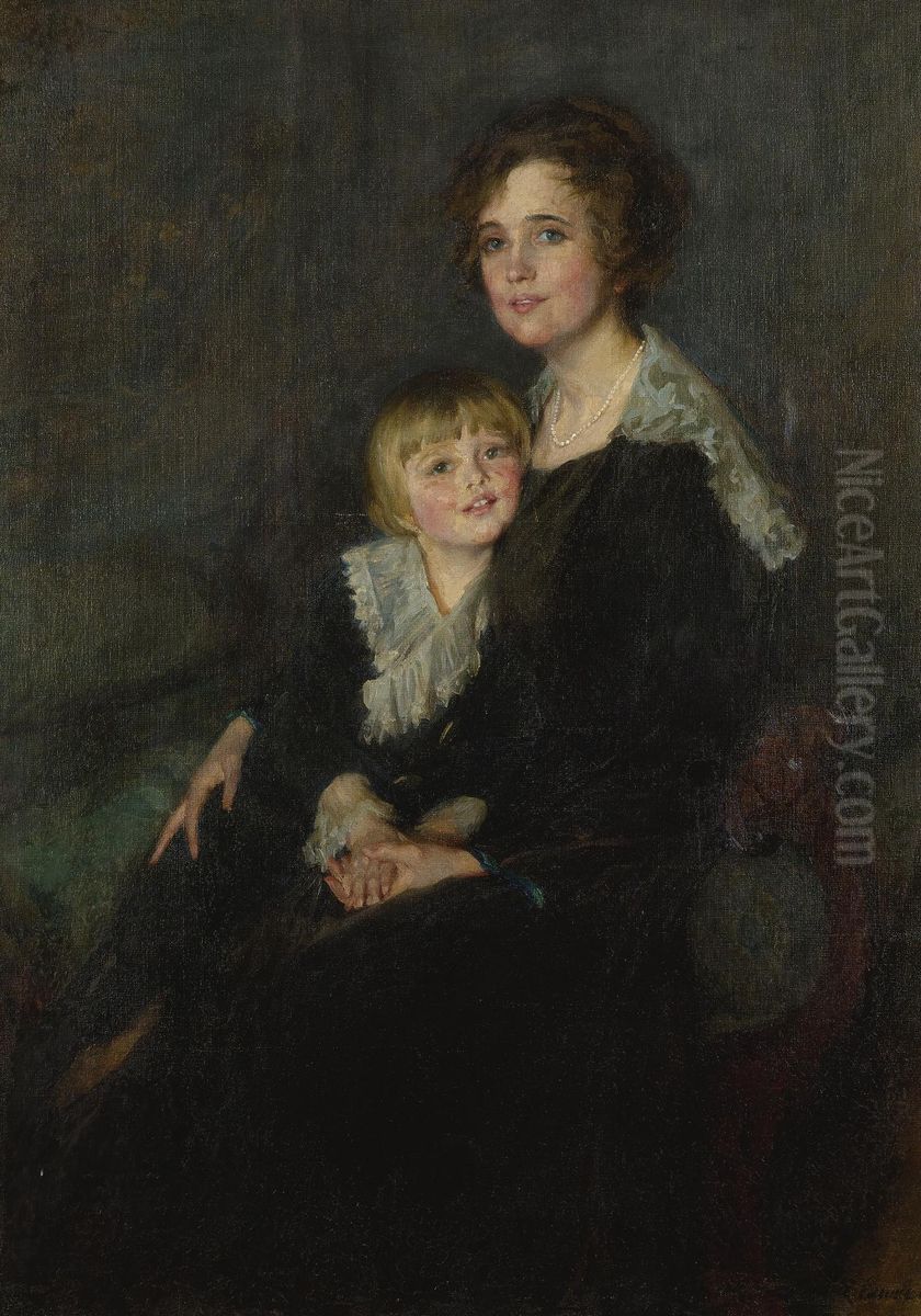 Portrait Of Molly Bangs Armstrong And Her Son, John Oil Painting by Lydia Field Emmet