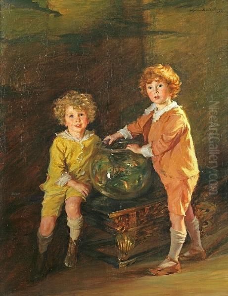 Goldfish, A Portrait Of Roland And Peterhazard Oil Painting by Lydia Field Emmet