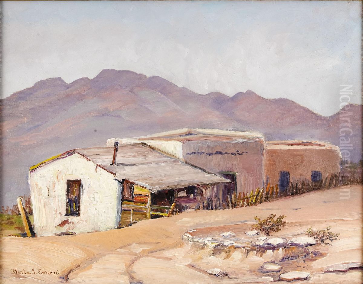 Untitled Adobe And Shack Oil Painting by Berla Emree