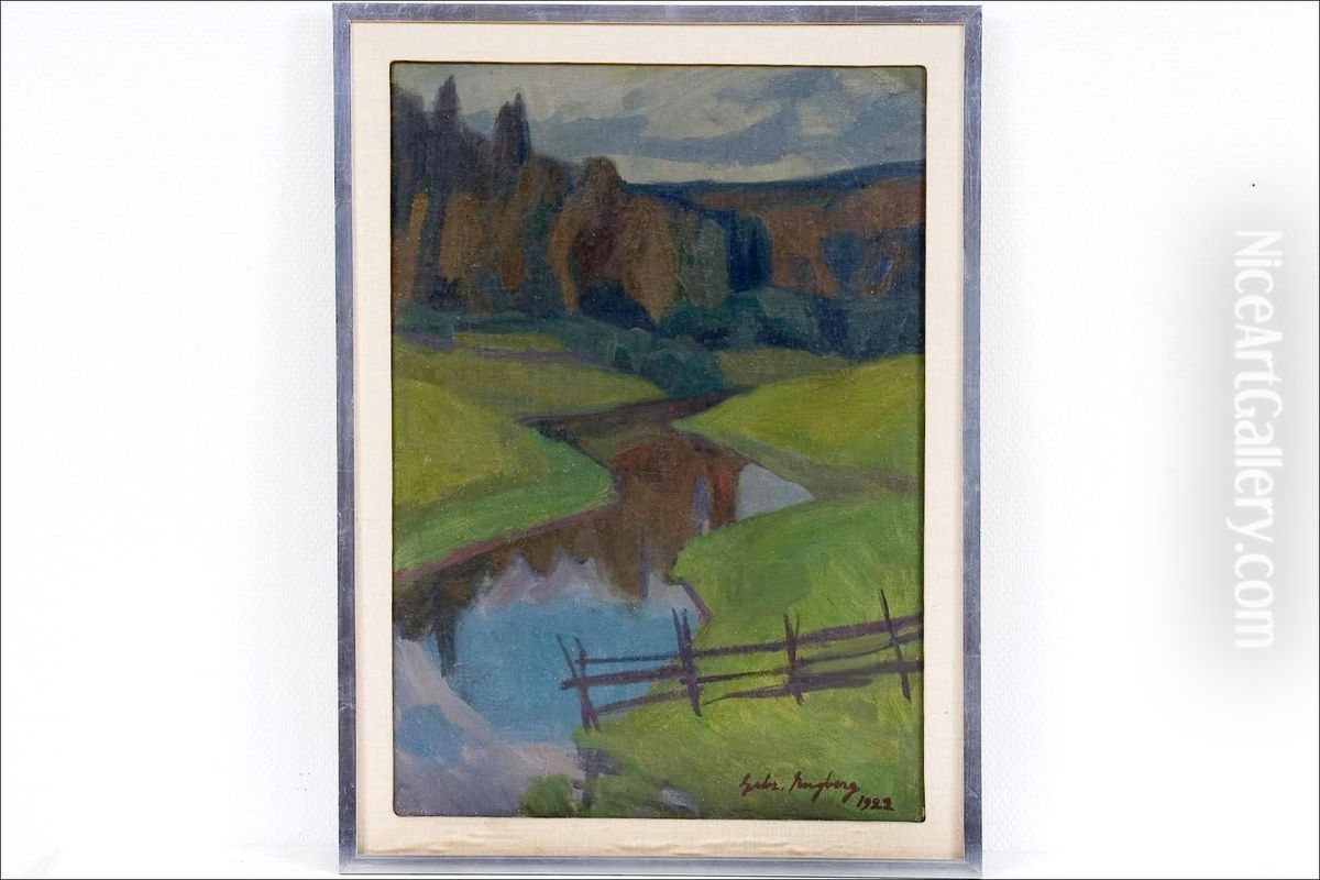 Porvoonjoki - Borga A. Oil Painting by Gabriel Engberg