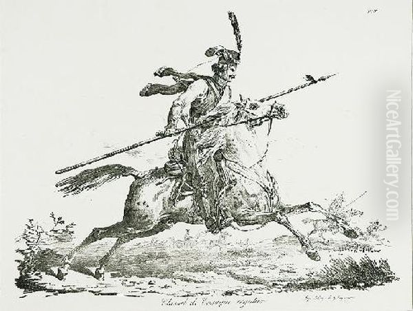 Kozak Oil Painting by Gottfried or Godefroy Engelmann