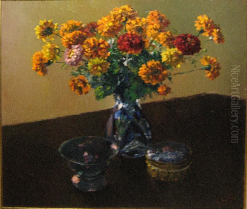 Geel En Blauw Oil Painting by Leo Engels