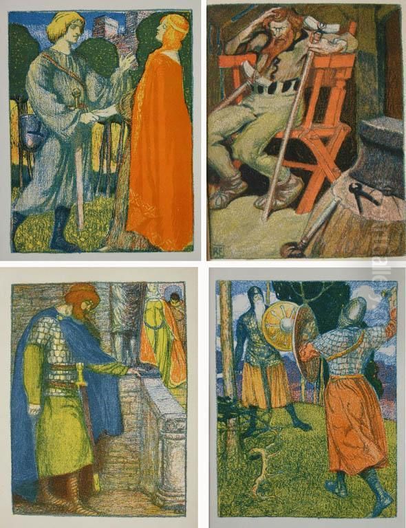 Ilustracje Do Tristana I Izoldy Oil Painting by Robert Engels