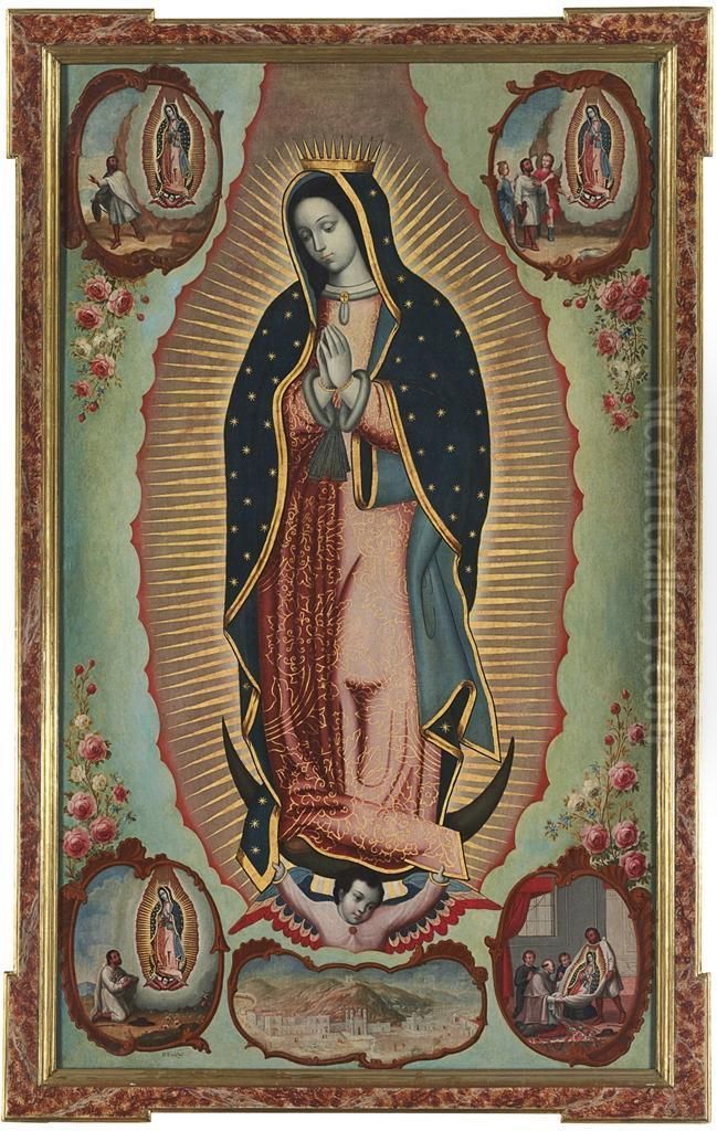 Virgen De Guadalupe Oil Painting by Nicolas Enriquez